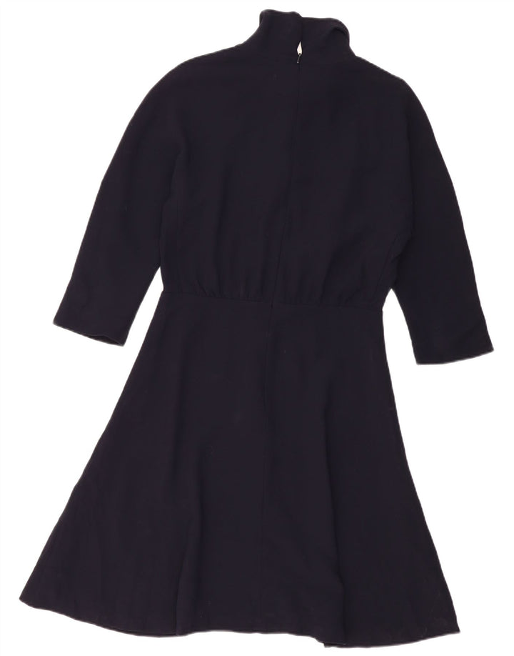 Jigsaw Womens 3/4 Sleeve A-Line Dress UK 12 Medium Navy Blue Polyester