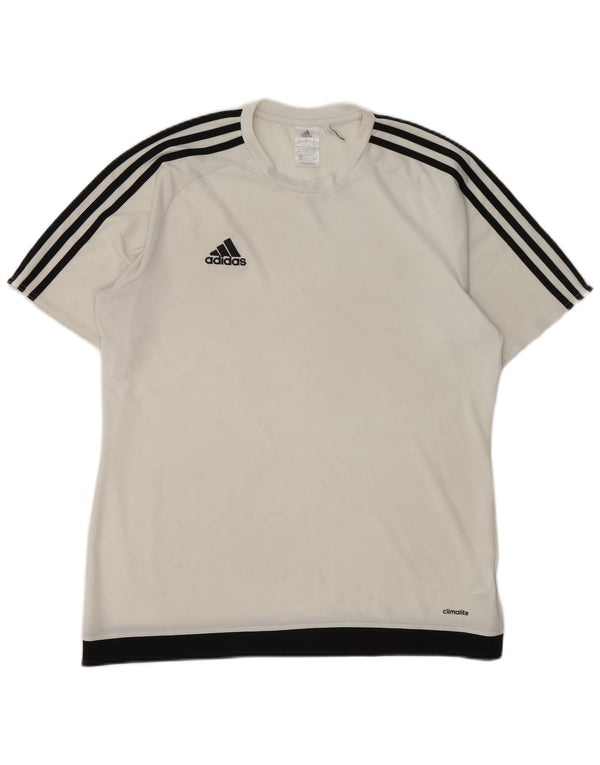 Adidas Mens Climalite T-Shirt Top Large White Colourblock Polyester