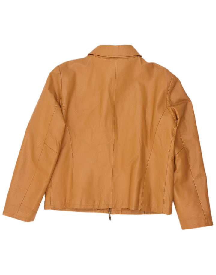 Montereggi Womens Leather Jacket UK 14 Large Beige Leather