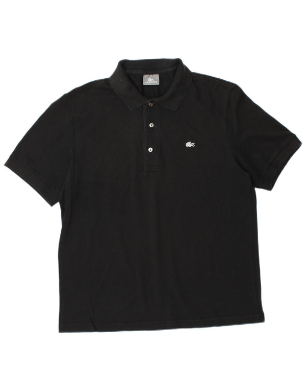 LACOSTE Mens Polo Shirt Size 5 Large Black Cotton