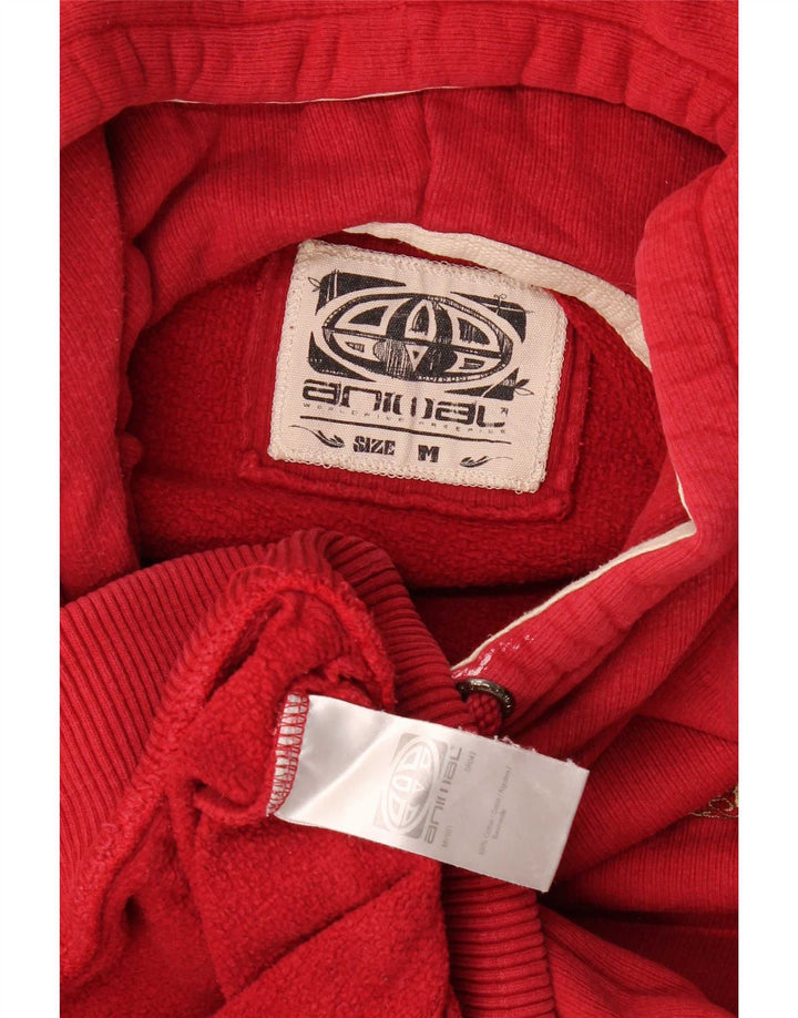Animal Mens Hoodie Jumper Medium Red Cotton