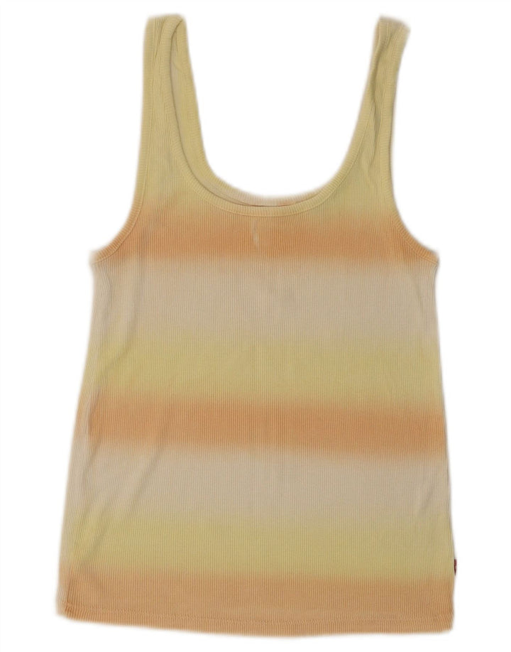 LEVI'S Womens Crop Vest Top UK 8 Small Yellow Striped