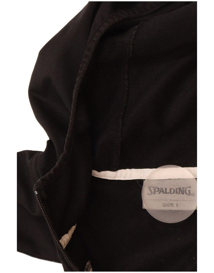 SPALDING Mens Hooded Tracksuit Top Jacket Large Black Colourblock