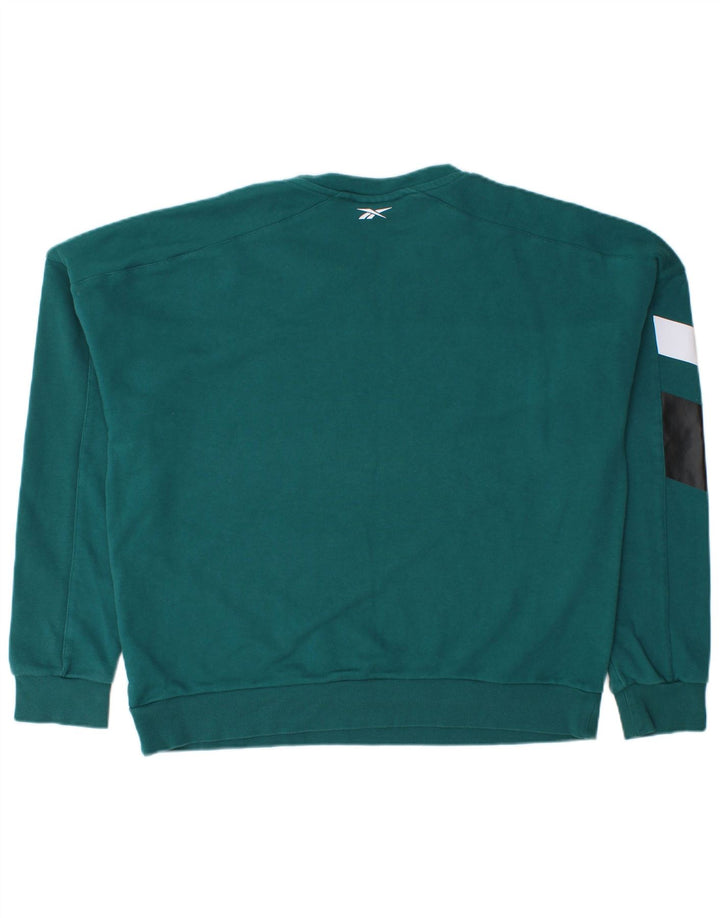 Reebok Mens Graphic Sweatshirt Jumper Medium Green Colourblock Cotton