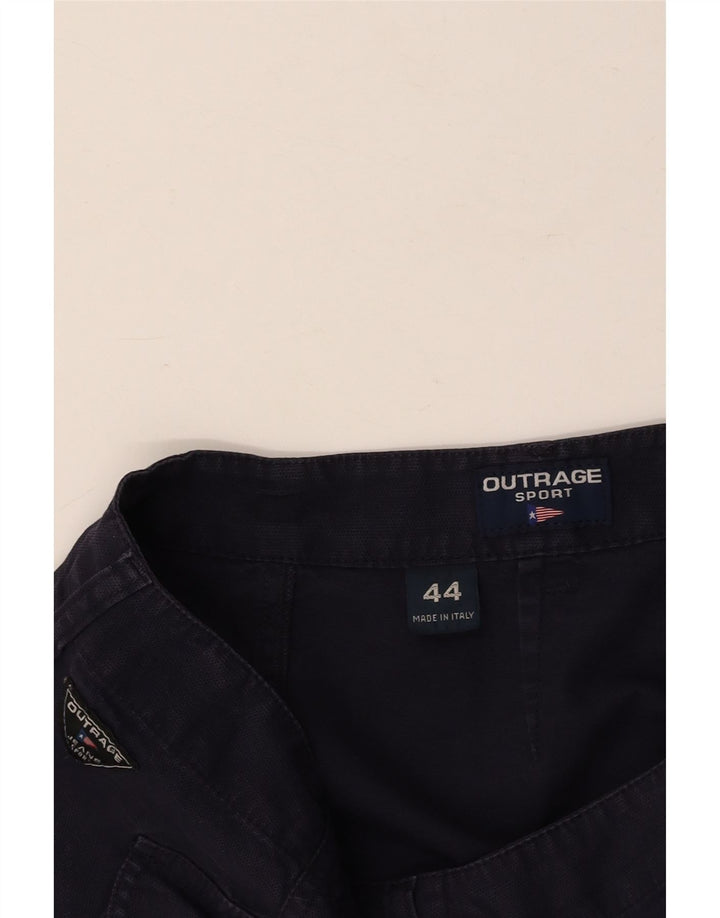 VINTAGE Womens Mini Wrap Skirt IT 44 Medium W28 Navy Blue Cotton