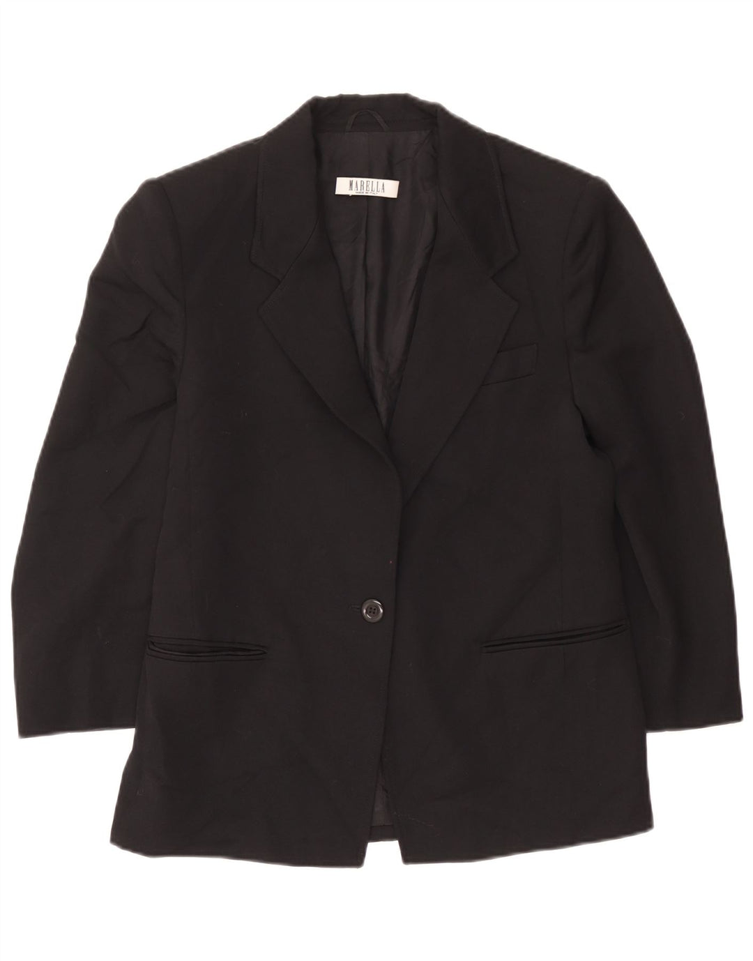 Marella Womens 1 Button Blazer Jacket UK 14 Large Black Wool