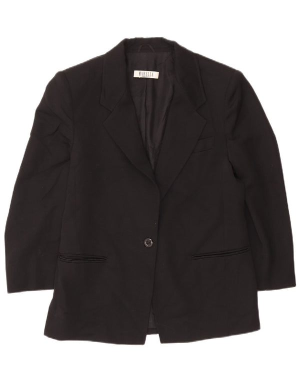 Marella Womens 1 Button Blazer Jacket UK 14 Large Black Wool