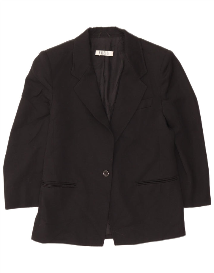 Marella Womens 1 Button Blazer Jacket UK 14 Large Black Wool