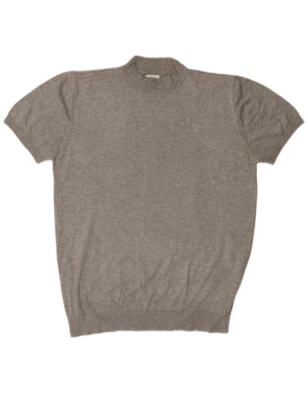 ZARA Womens Short Sleeve Turtle Neck Jumper Sweater UK 16 Large Grey