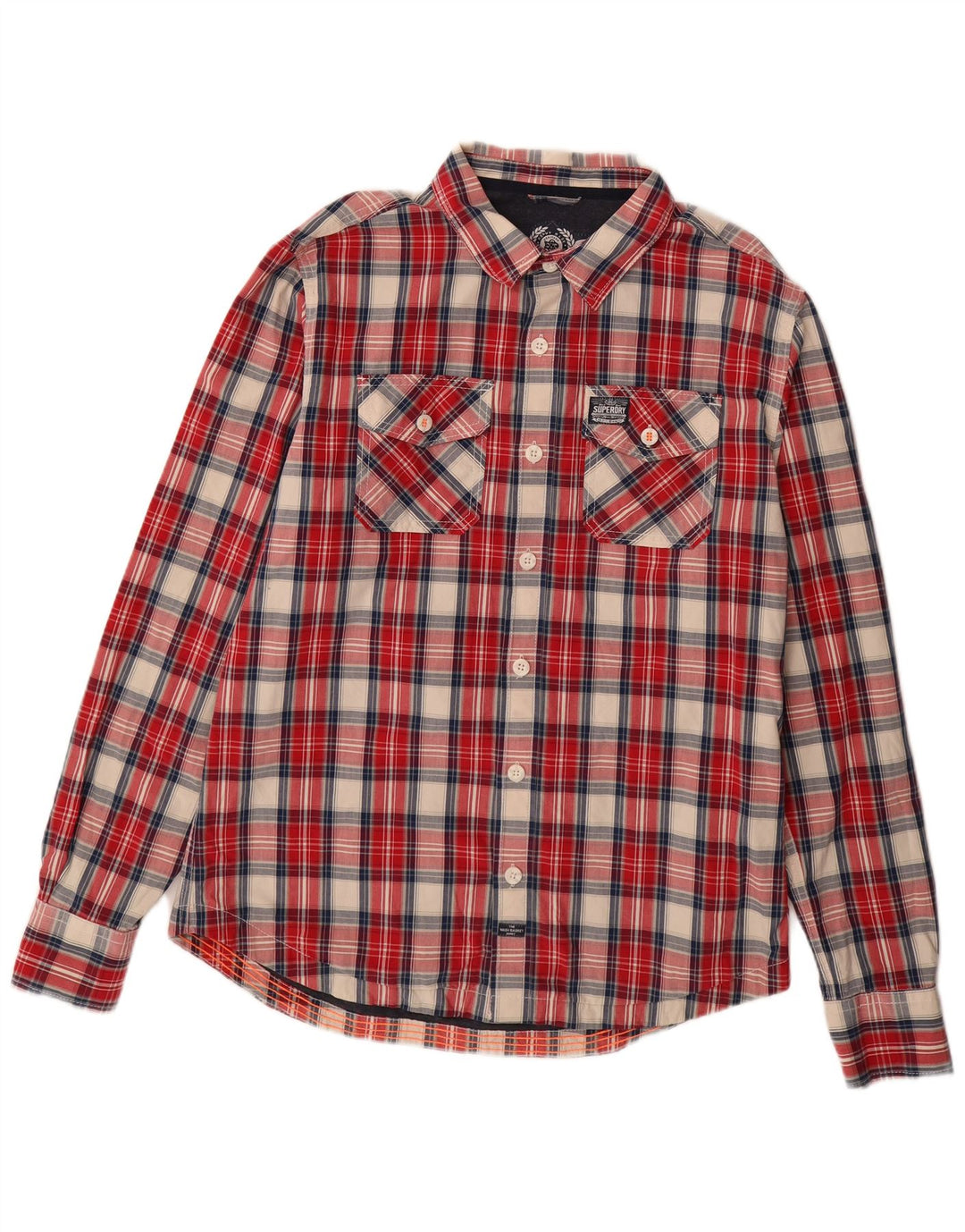 SUPERDRY Mens Shirt 2XL Red Check Cotton