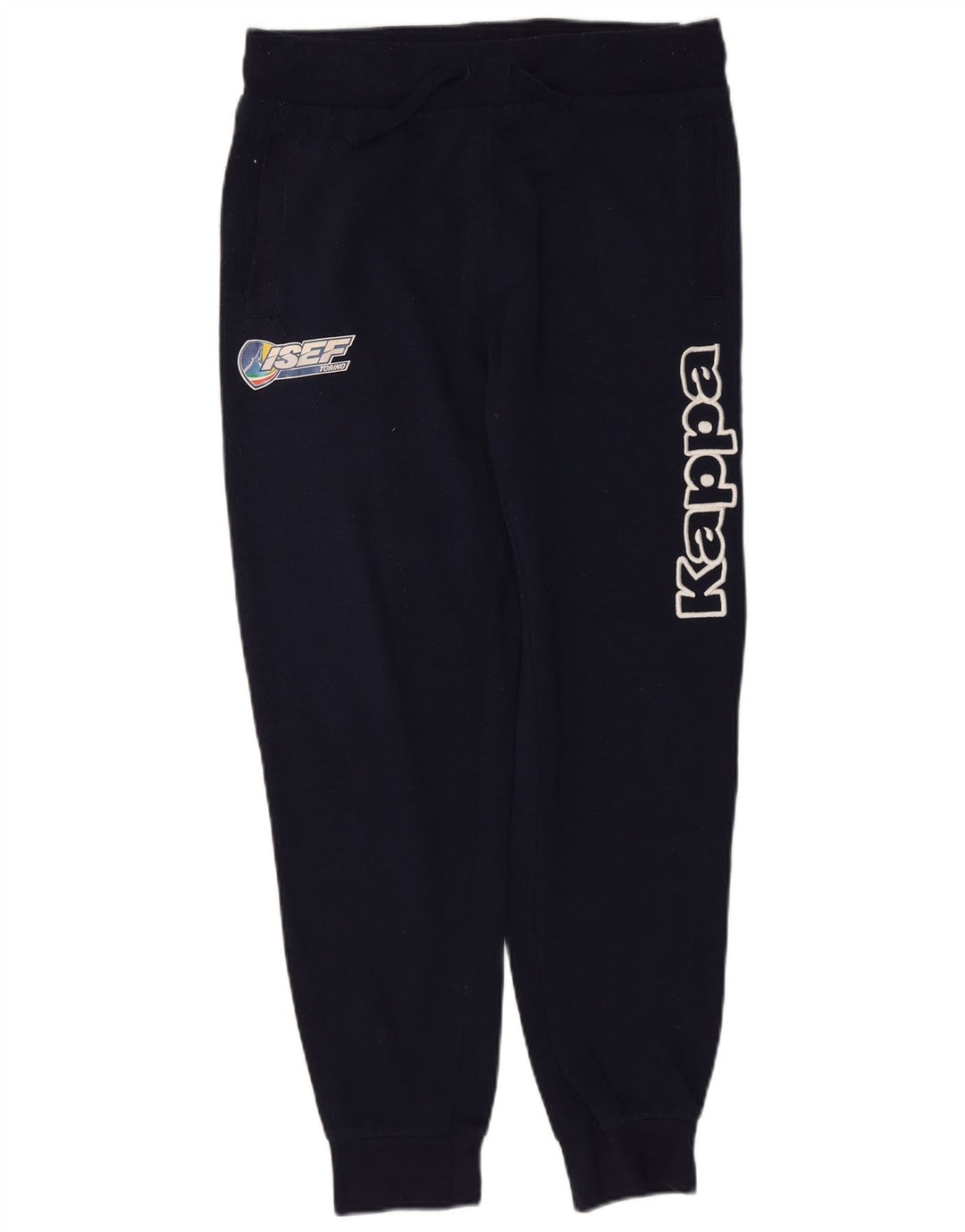 Kappa Mens Graphic Tracksuit Trousers Joggers Small Navy Blue Polyester