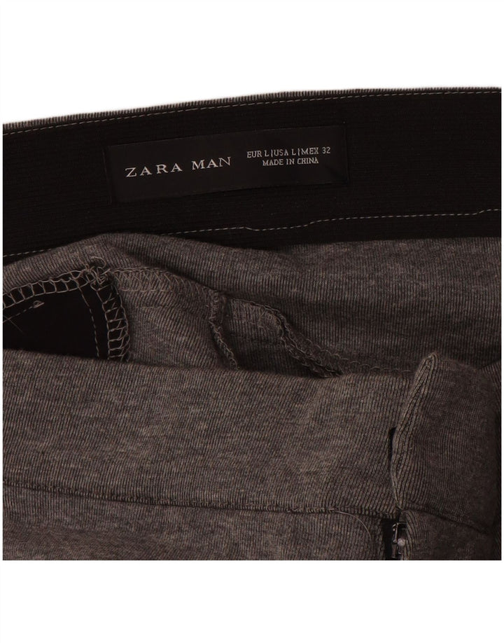 ZARA Mens Slim Trousers Large W34 L27 Grey Cotton