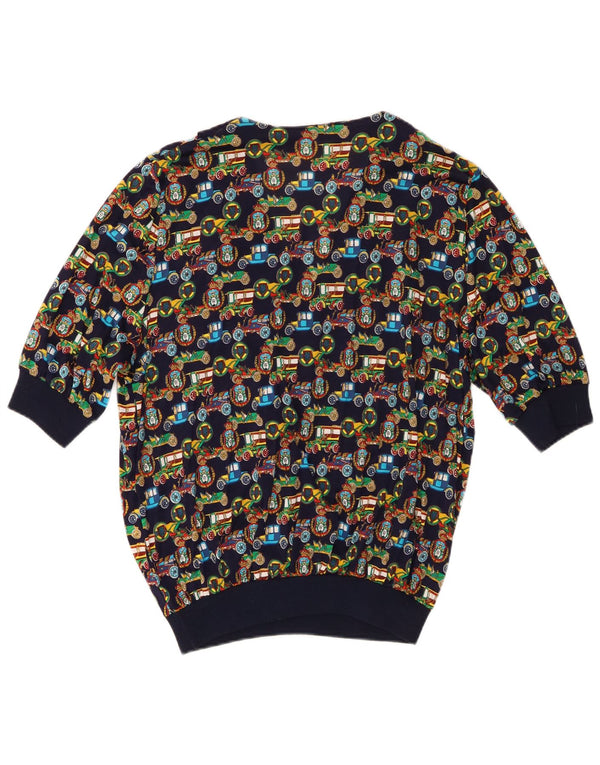 Les Lunis Womens Shirt Blouse UK 14 Large  Navy Blue Cotton