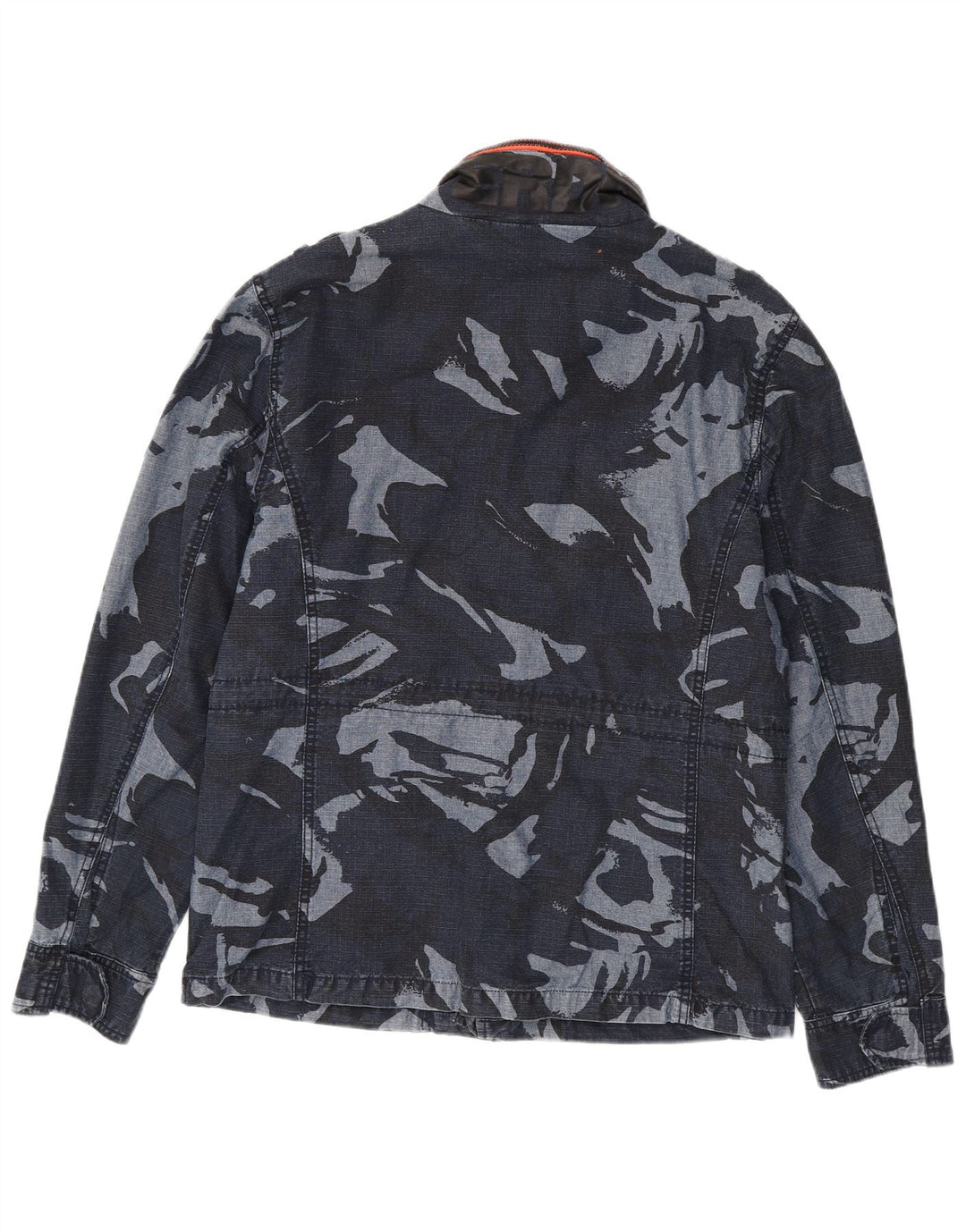SUPERDRY Mens Military Jacket UK 40 Large Navy Blue Camouflage Cotton