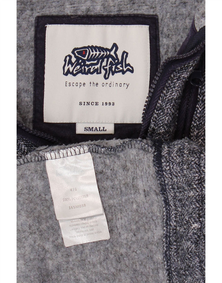 WEIRD FISH Mens Zip Neck Sweatshirt Jumper Small Navy Blue Herringbone