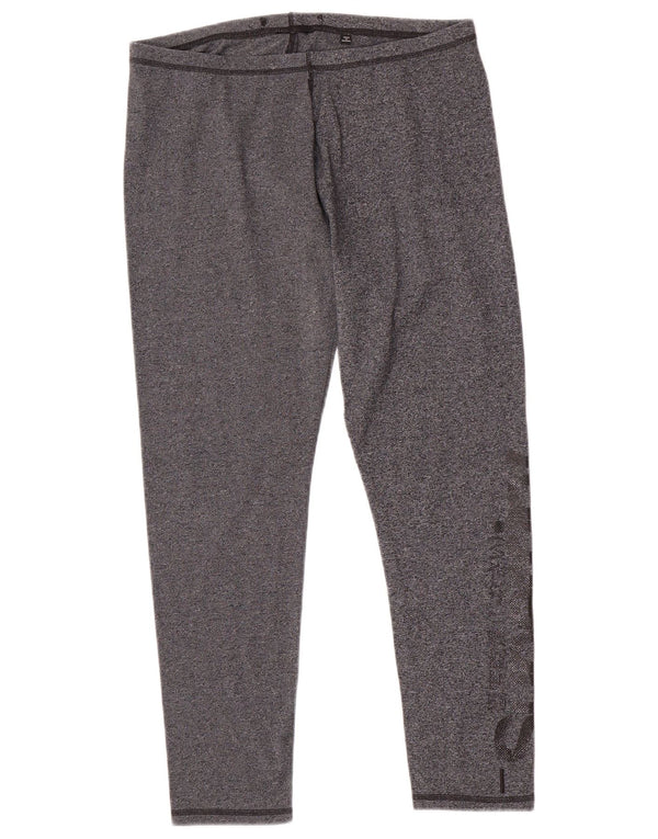 Superdry Womens Graphic Leggings UK 14 Large Grey Flecked Cotton