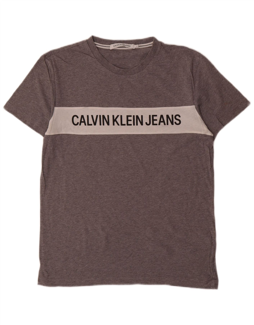 Calvin Klein Jeans Mens Graphic T-Shirt Top Medium Grey Colourblock