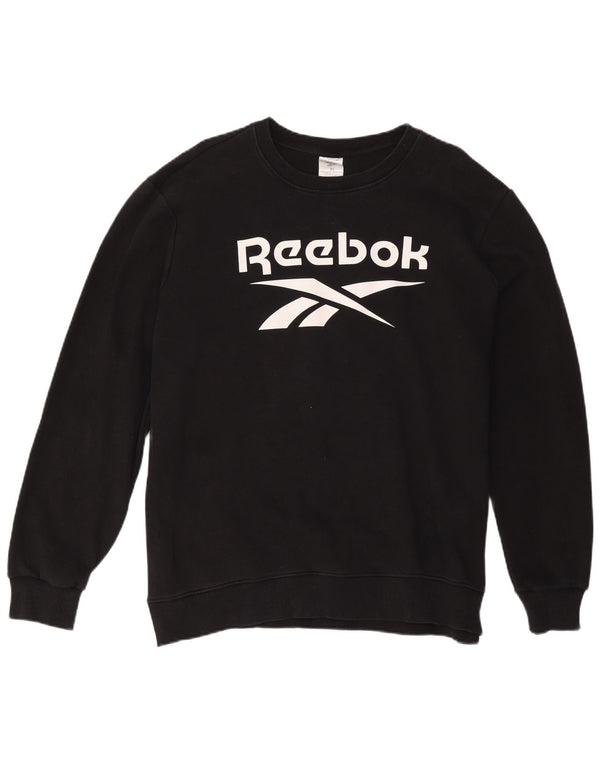 Reebok Mens Graphic Sweatshirt Jumper XL Black Cotton