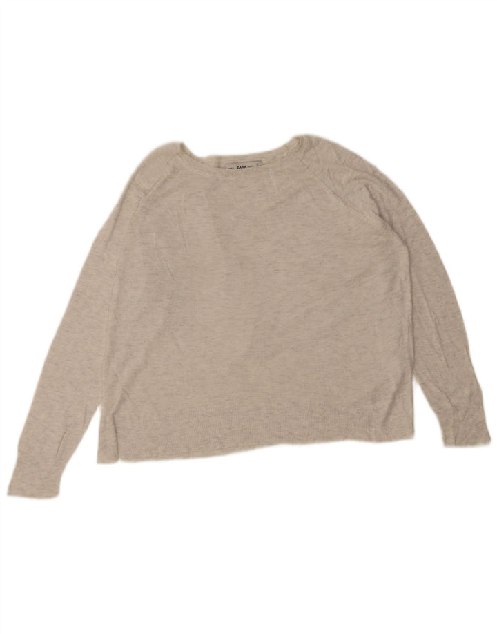 Zara Womens Boat Neck Jumper Sweater UK 14 Medium Grey