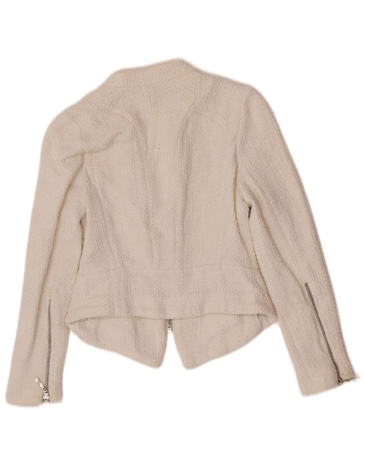 Zara Womens Crop Blazer Jacket UK 8 Small White Cotton