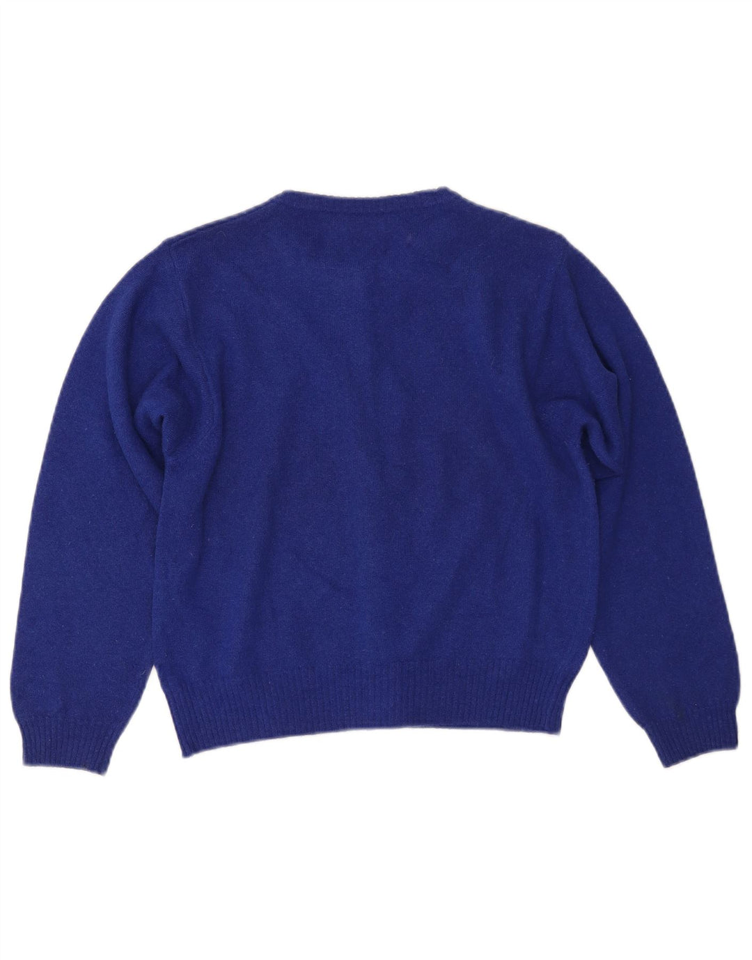 BENETTON Womens Crop Cardigan Sweater UK 14 Large Blue Wool