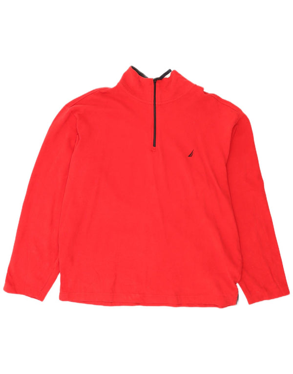 Nautica Mens Zip Neck Top Long Sleeve XL Red Cotton