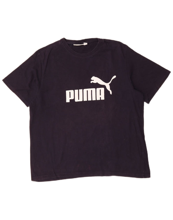 PUMA Mens Graphic T-Shirt Top XL Navy Blue Cotton
