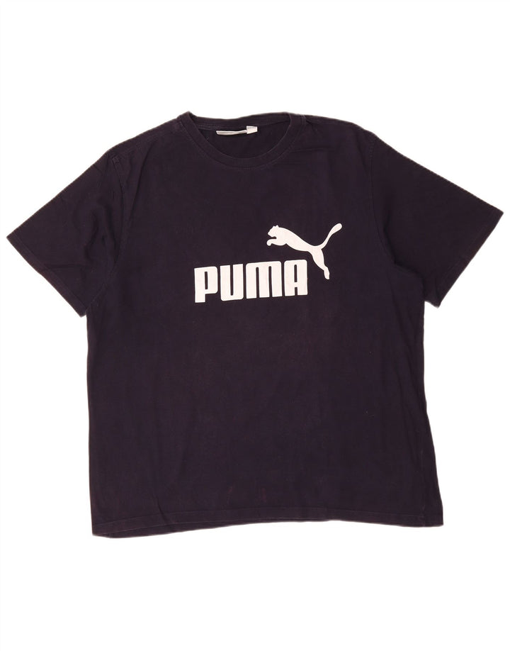 PUMA Mens Graphic T-Shirt Top XL Navy Blue Cotton