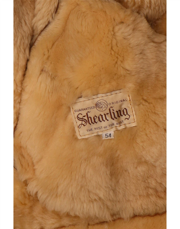 Vintage Mens Shearling Jacket IT 54 2XL Brown Shearling