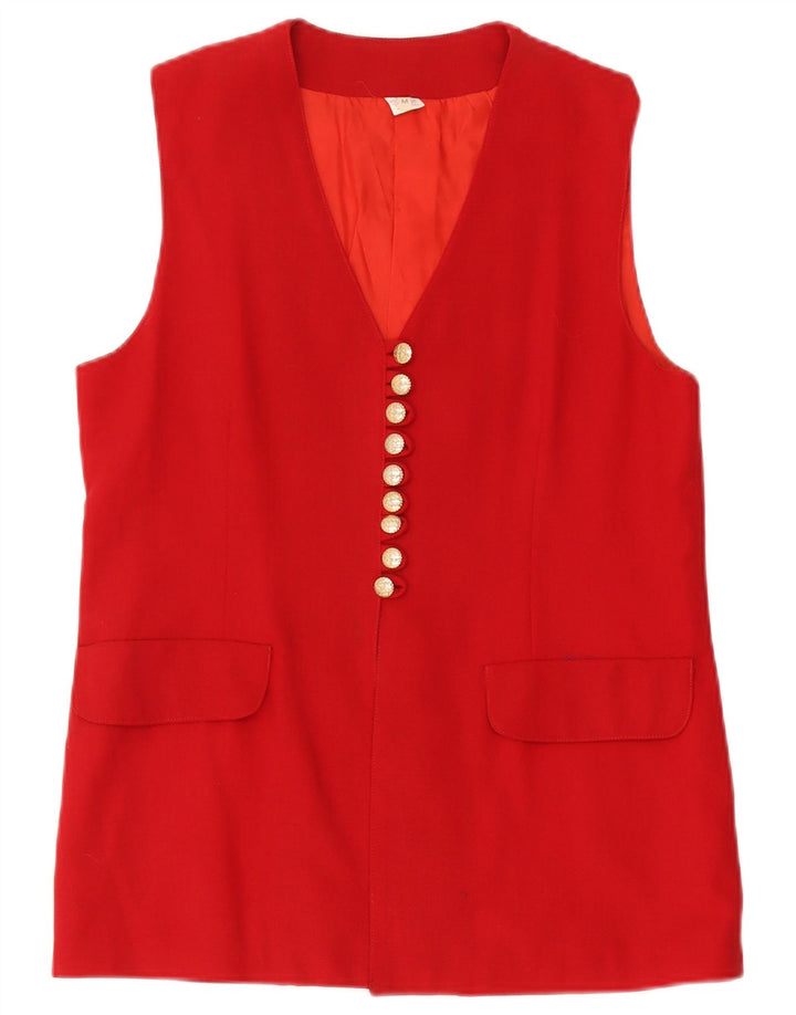 Vintage Womens Gilet UK 14 Medium Red Wool