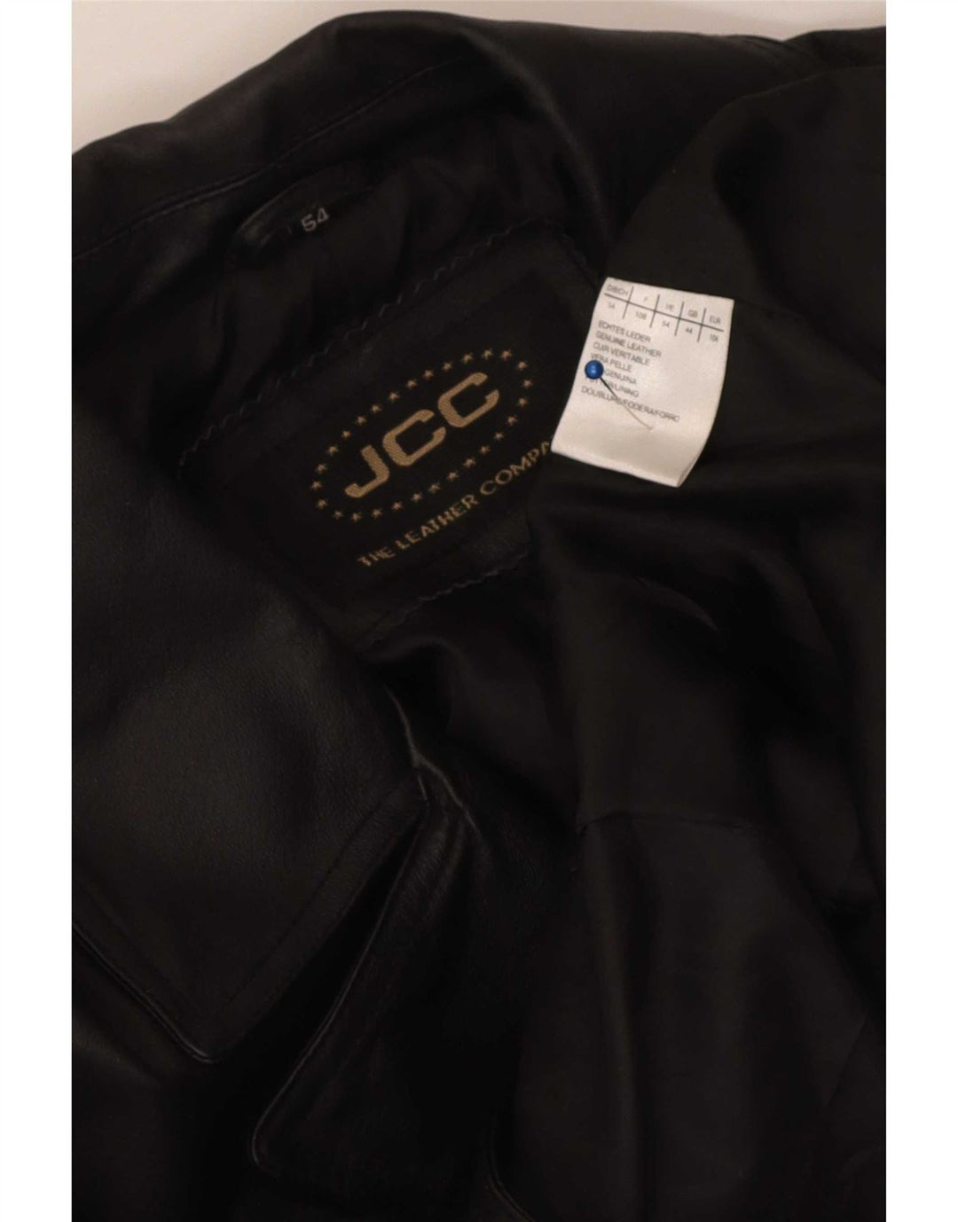 JCC Mens Double Breasted Leather Coat UK 44 2XL Black