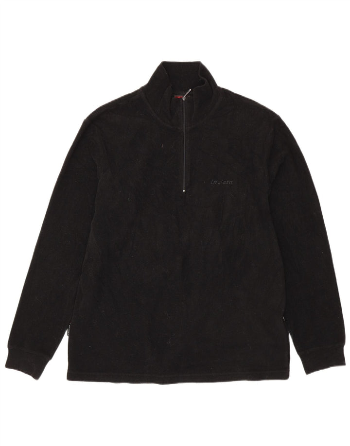 INVICTA Mens Zip Neck Fleece Jumper Large Black