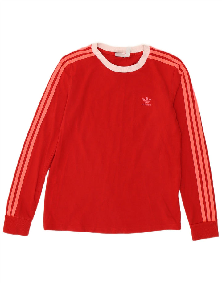 ADIDAS Womens Top Long Sleeve UK 10 Small Red Cotton