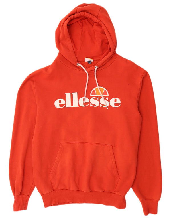 Ellesse Womens Graphic Loose Fit Hoodie Jumper UK 12 Medium Red Cotton