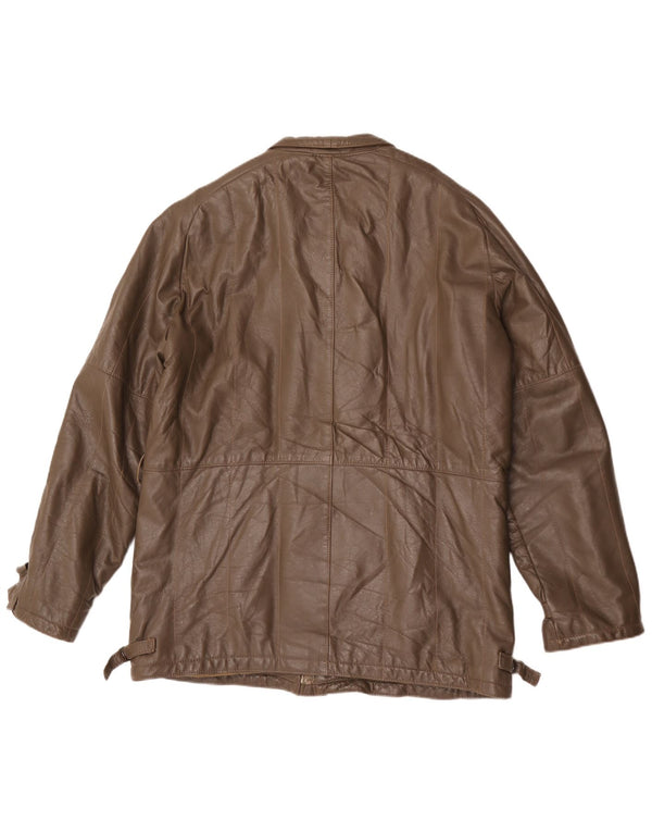 Vintage Mens Leather Jacket IT 54 2XL Brown