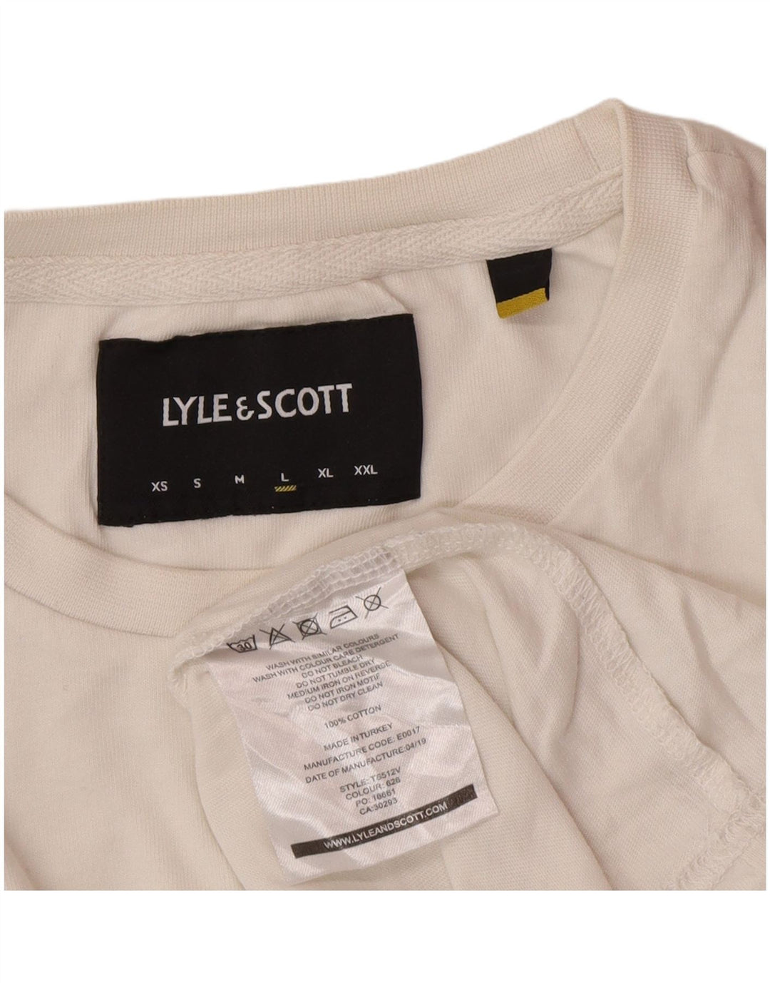 Lyle & Scott Mens Top Long Sleeve Large White Cotton