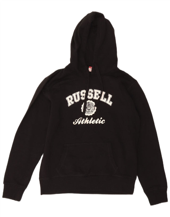 RUSSELL ATHLETIC Boys Loose Fit Graphic Hoodie Jumper 13-14 Years Black