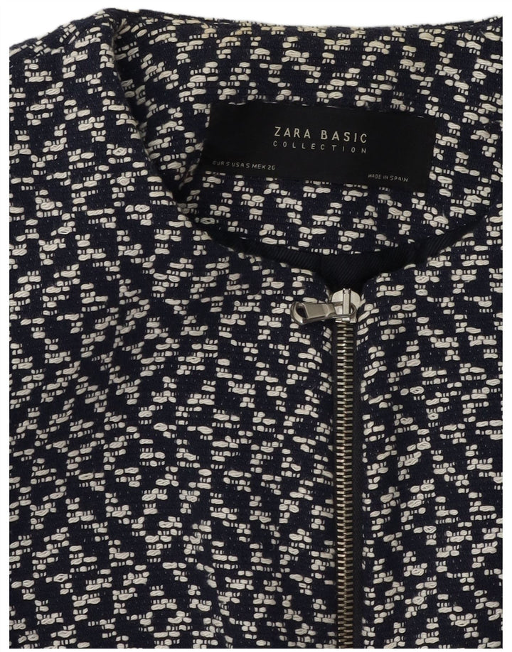 ZARA Womens Overcoat UK 10 Small Navy Blue Flecked