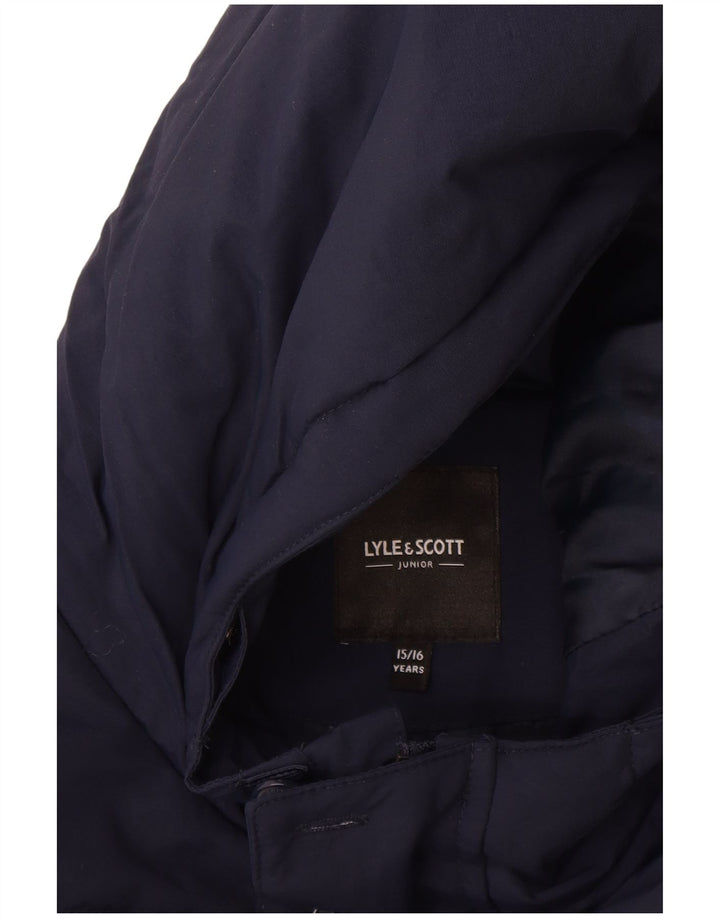Lyle & Scott Boys Hooded Padded Jacket 15-16 Years Navy Blue Polyamide