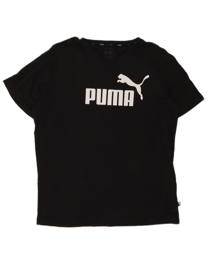 PUMA Mens Graphic T-Shirt Top Large Black Cotton