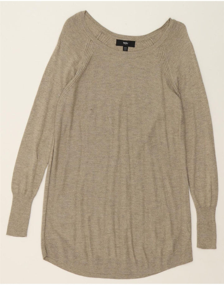 MOSSIMO Womens Boat Neck Jumper Sweater UK 12 Medium Grey Nylon Vintage Mossimo and Second-Hand Mossimo from Messina Hembry 