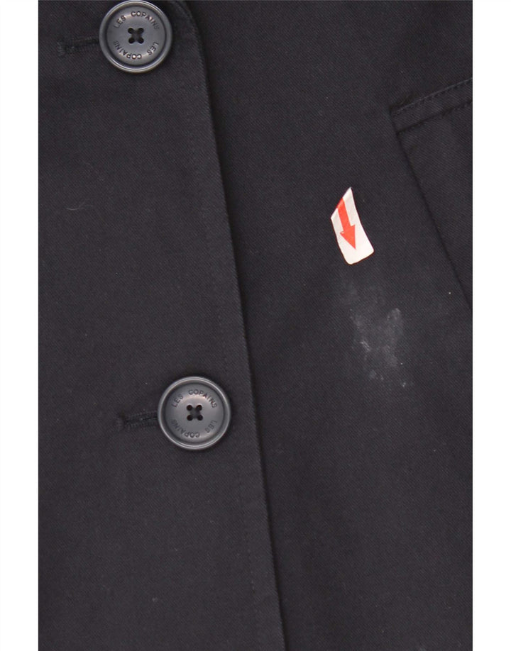Les Copains Womens Oversized Pea Coat UK 10 Small Navy Blue Cotton