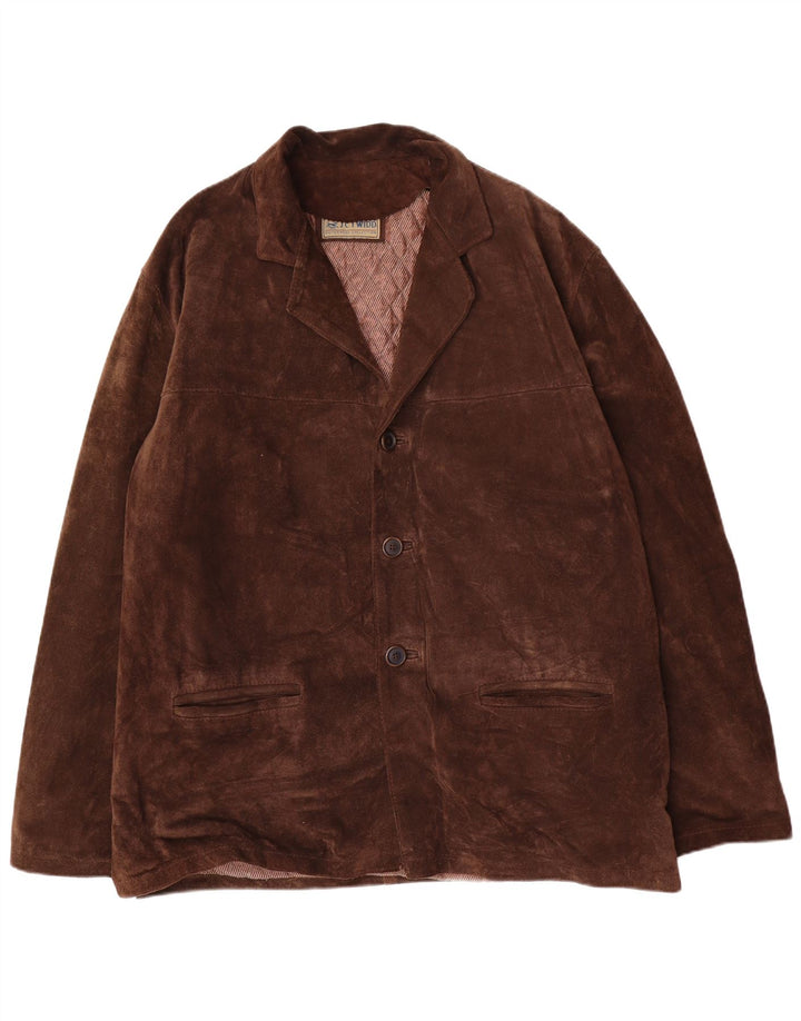 J. C. Twidd Mens Suede Jacket IT 52 XL Brown Leather