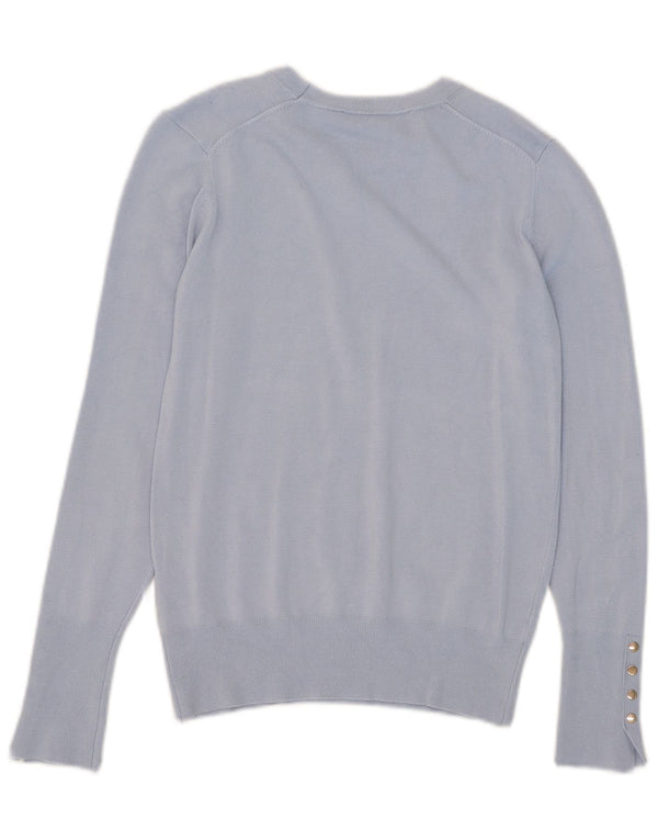 Zara Womens Boat Neck Jumper Sweater UK 12 Medium Blue Viscose