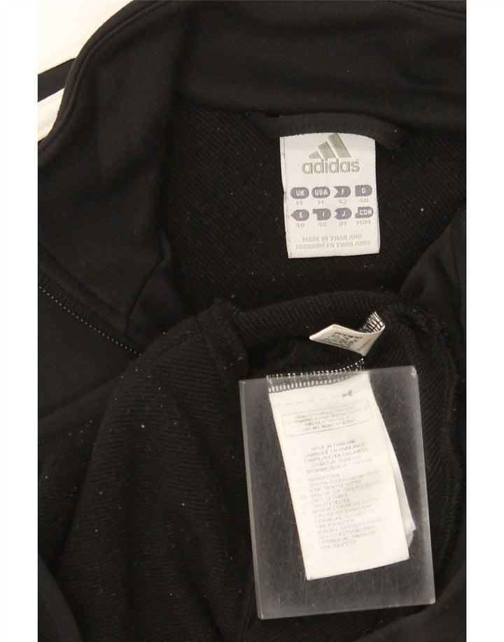 Adidas Womens Tracksuit Top Jacket UK 14 Medium Black Polyester