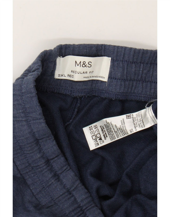 MARKS & SPENCER Mens Tracksuit Trousers 2XL  Navy Blue Cotton
