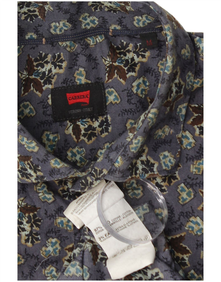 CARRERA Mens Shirt Medium Purple Floral Cotton