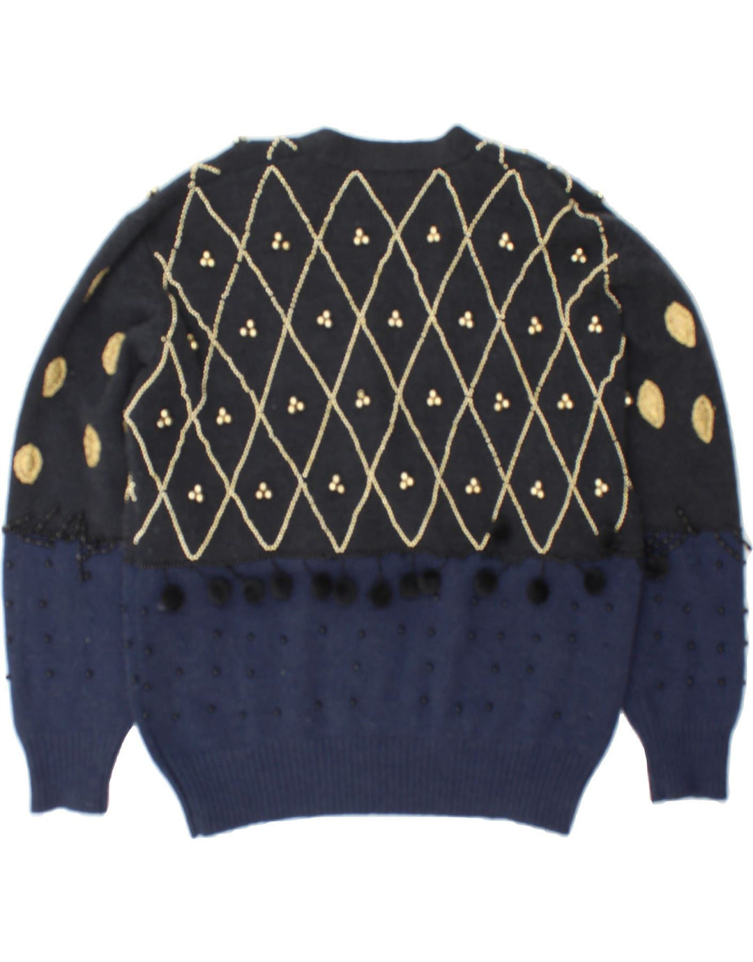 DI BARI Womens Oversized Cardigan Sweater IT 40 Small Black Geometric Vintage Di Bari and Second-Hand Di Bari from Messina Hembry 