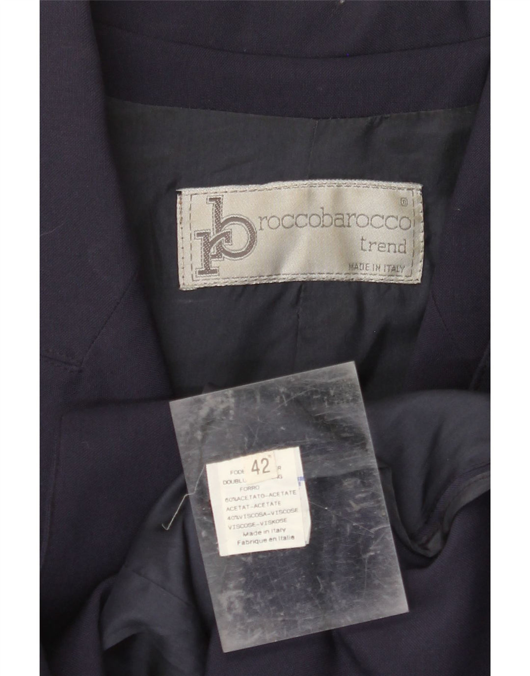 ROCCOBAROCCO Womens Graphic Blazer Jacket IT 42 Medium Navy Blue