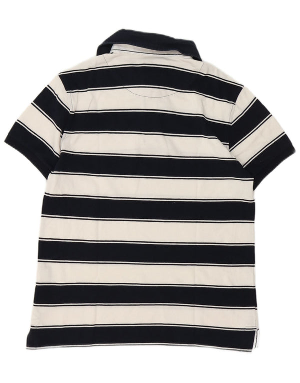 Slam Mens Polo Shirt Small White Striped Cotton